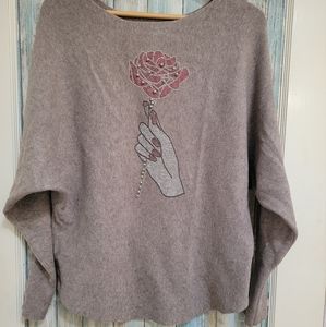 Y2K / 90s Sweater With Embellished Rose Design 🌹